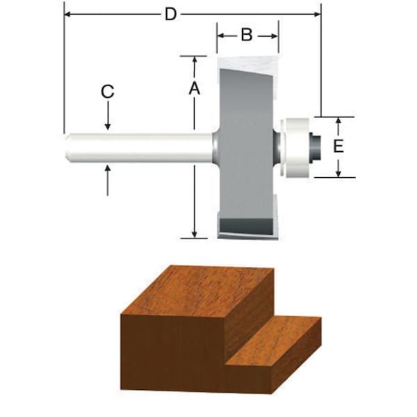 Vermont American 1-1/4 in. D X 3/8 in. X 2-1/8 in. L Carbide Tipped Rabbeting Router Bit 23117 - main